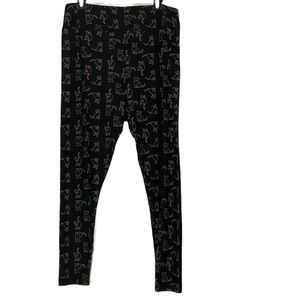 LuLaRoe Black And White Cat Print Legging Pant